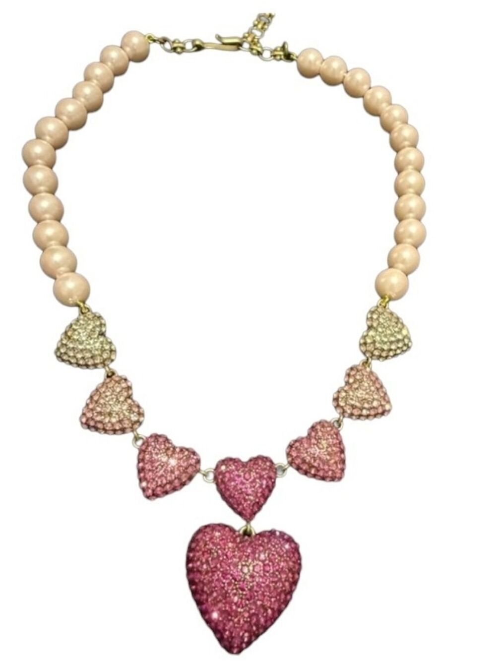 Heidi Daus Cotillion Heart Crystal Station Drop Necklace - Picture 2 of 11